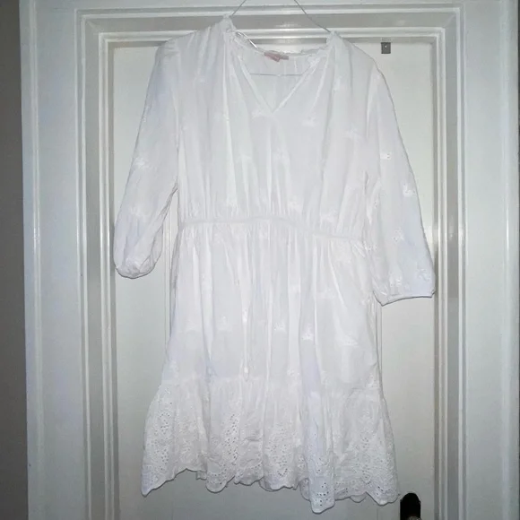 Women’s 3/4 sleeve eyelit A line dress - Picture 2 of 3